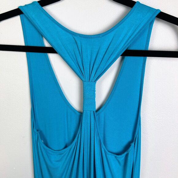 Calvin Klein Pool Blue Racerback Jersey Striped Maxi Dress Stretch Comfort 10 - Picture 5 of 13